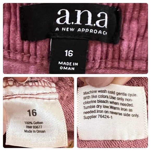 A.n.a. Corduroy Pants Dusty Rose Pink High Waisted Wide Leg Crop Cords - Picture 6 of 6